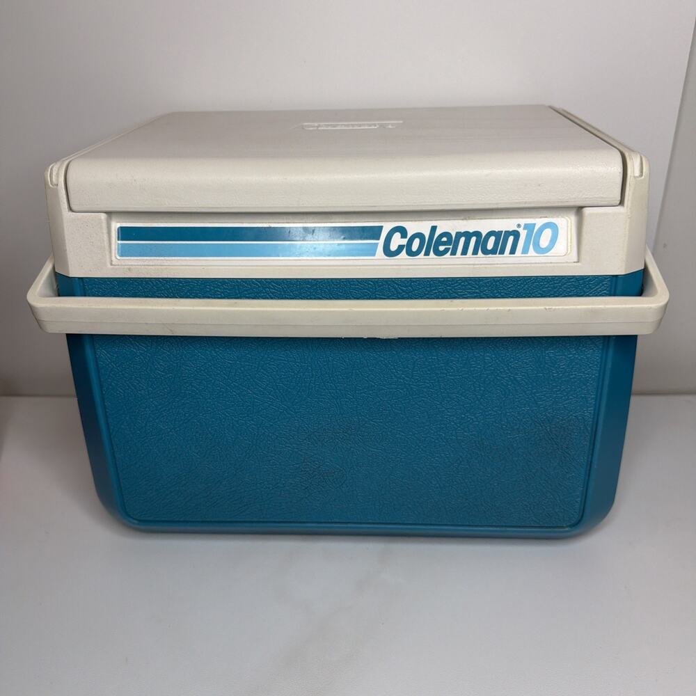 Vintage Coleman 10 Cooler Teal 5210 Flip Top Lid 10 Qt Excellent Condition USA